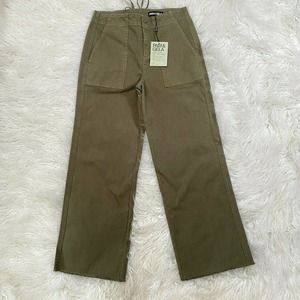 PAM & GELA CROPPED WIDE LEG PANTS SEAWEED SIZE 27